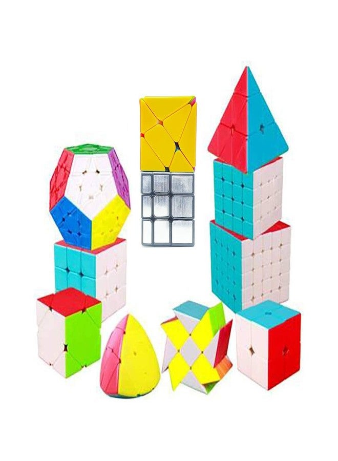 Qwick Click مكعبات سحرية احترافية من QWICK CLICK للأطفال من عمر 4 سنوات فما فوق، أنواع 2×2، 3×3، 4×4، 5×5، Pyraminx Megaminx Skewb Sq1، أحجية مكعبات بدون ملصقات (11 قطعة) - Image 4